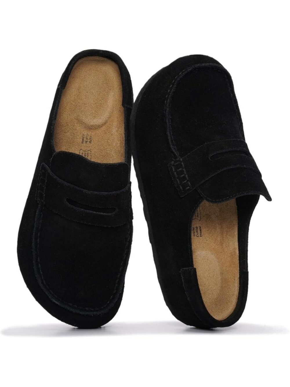 Women's Black Suede Leather Closed Toe Pull On Fall Moccasin Clogs Loafer Shoe